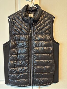 GAP Black Quilted Puffer Vest with High Collar